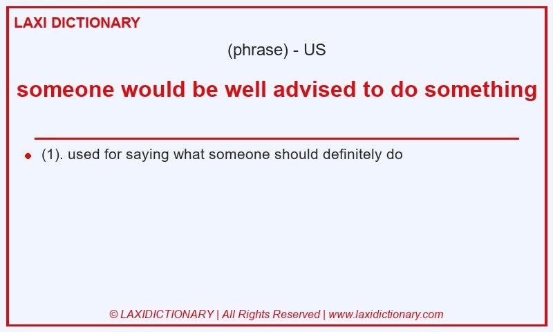 Definition someone would be well advised to do something in American English