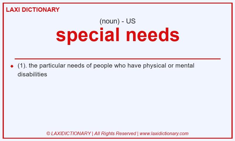 Definition special needs in American English