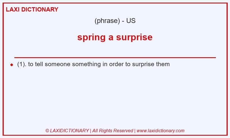 Definition spring a surprise in American English