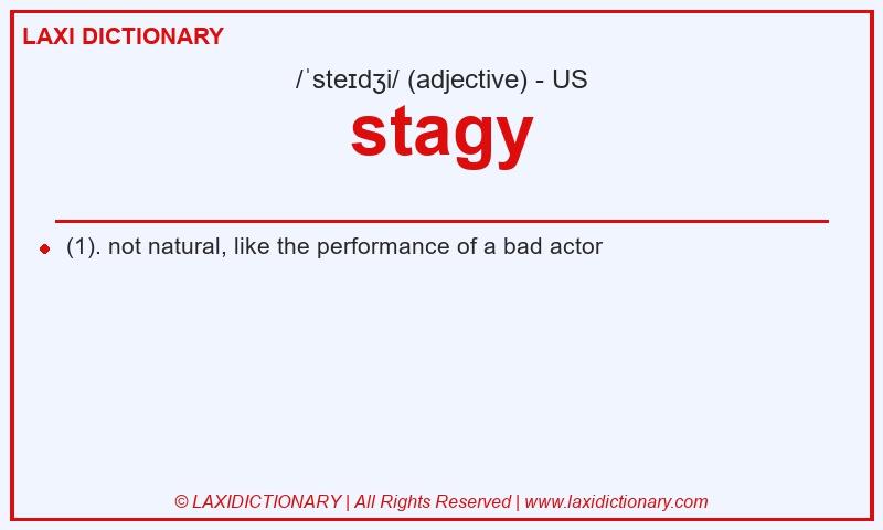 Definition stagy in American English