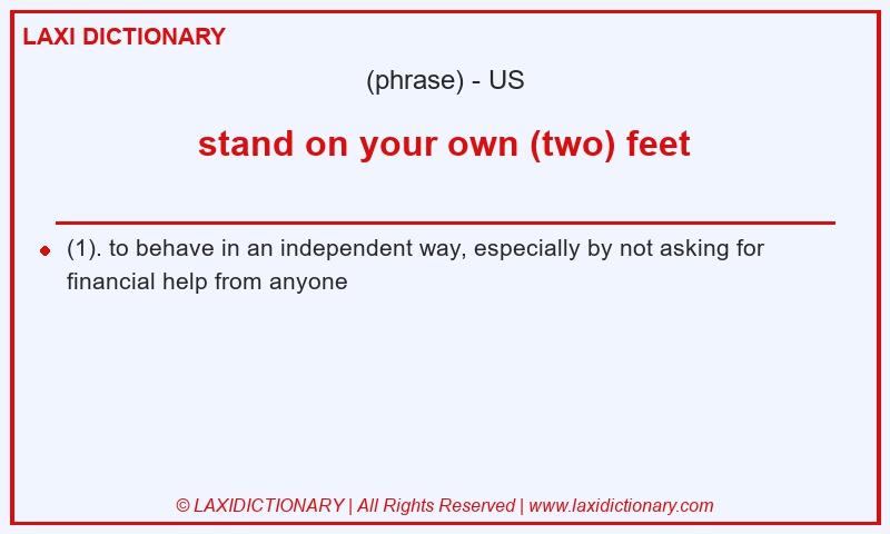 Definition stand on your own (two) feet in American English