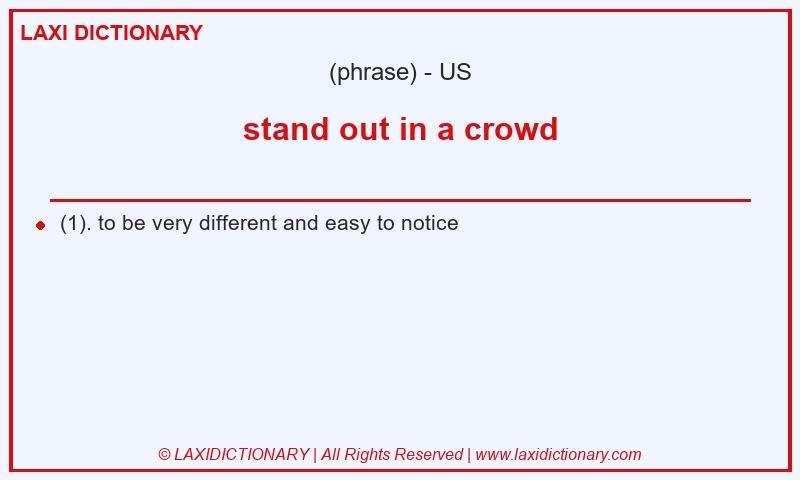 Definition stand out in a crowd in American English