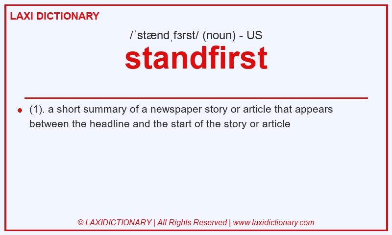 Definition standfirst in American English