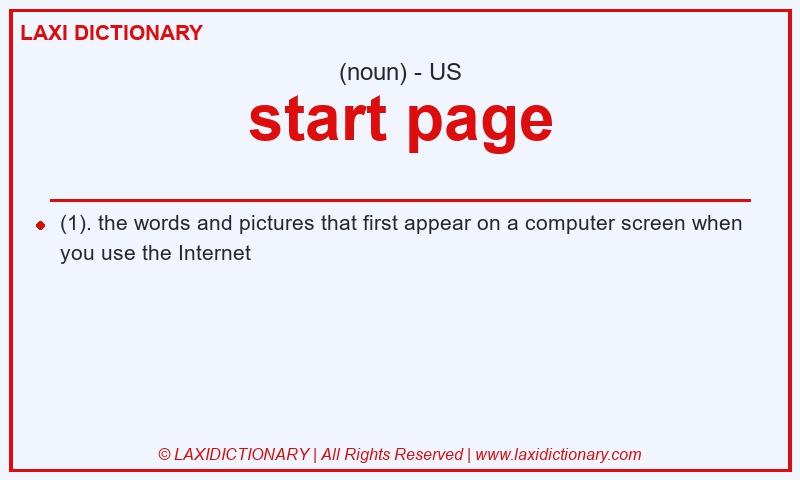 Definition start page in American English