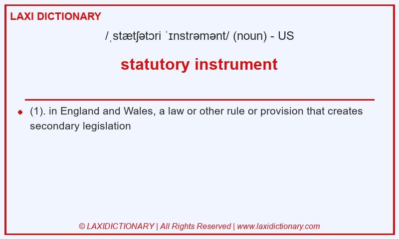 Definition statutory instrument in American English