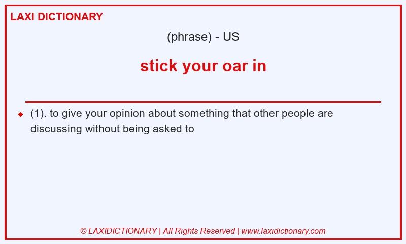Definition stick your oar in in American English