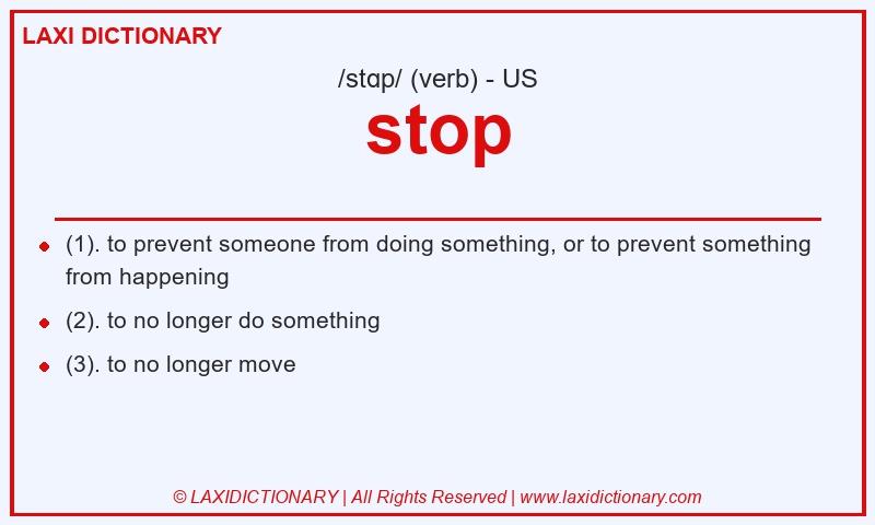 Definition stop in American English