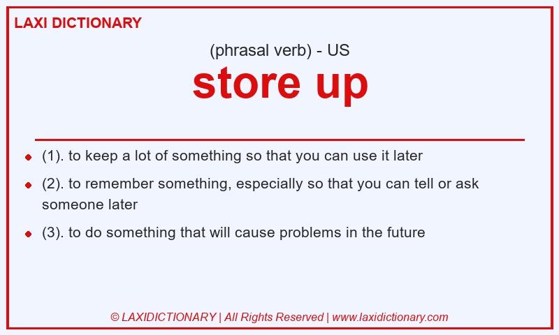 Definition store up in American English