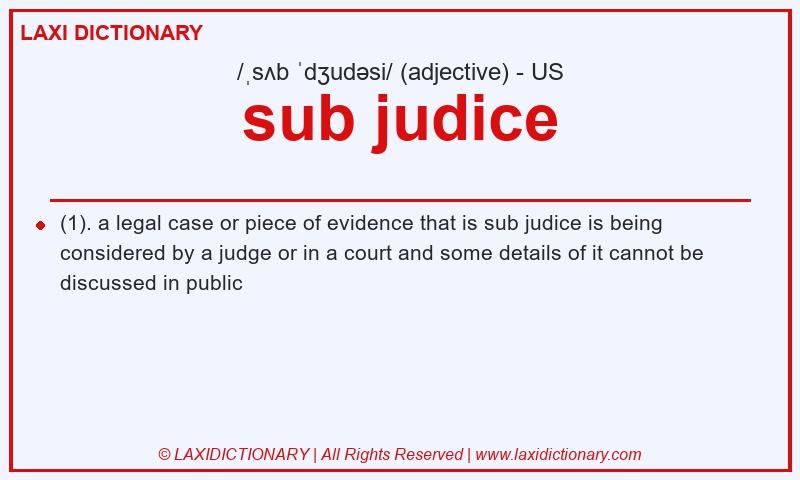 Definition sub judice in American English