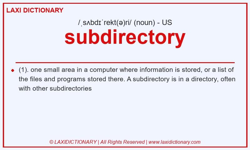 Definition subdirectory in American English