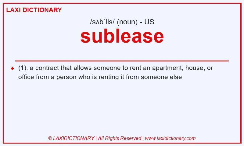 Definition sublease in American English