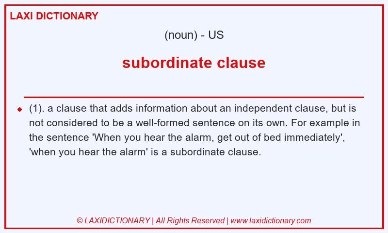 Definition subordinate clause in American English