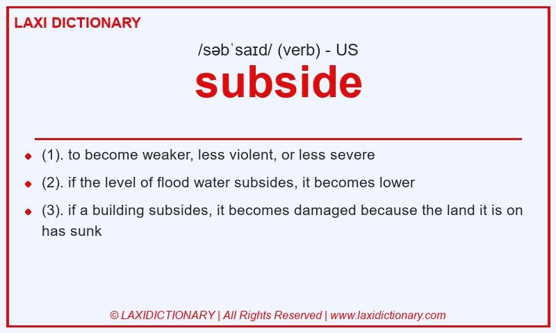 Definition subside in American English
