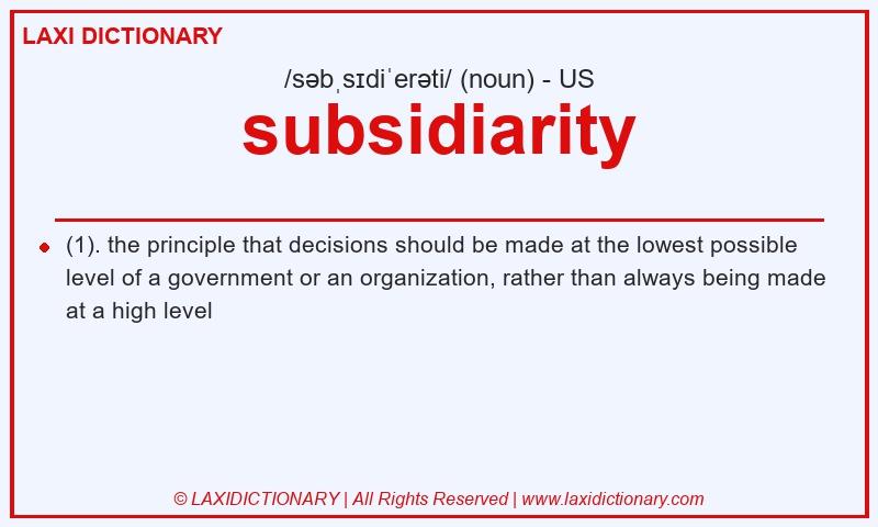 Definition subsidiarity in American English