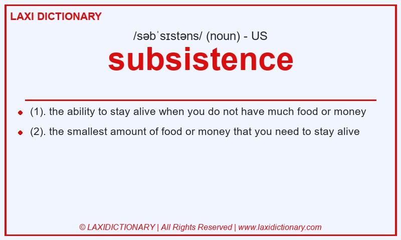 Definition subsistence in American English