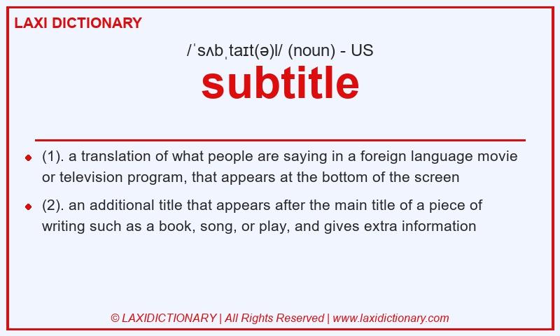 Definition subtitle in American English