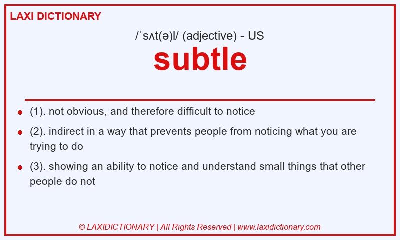 Definition subtle in American English