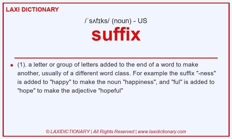 Definition suffix in American English