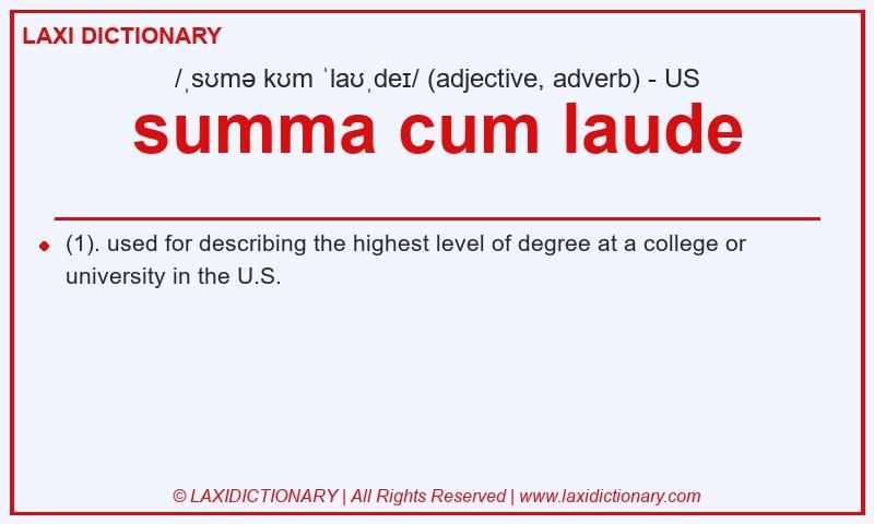 Definition summa cum laude in American English