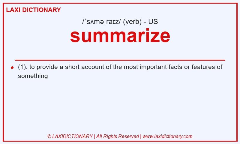 Definition summarize in American English