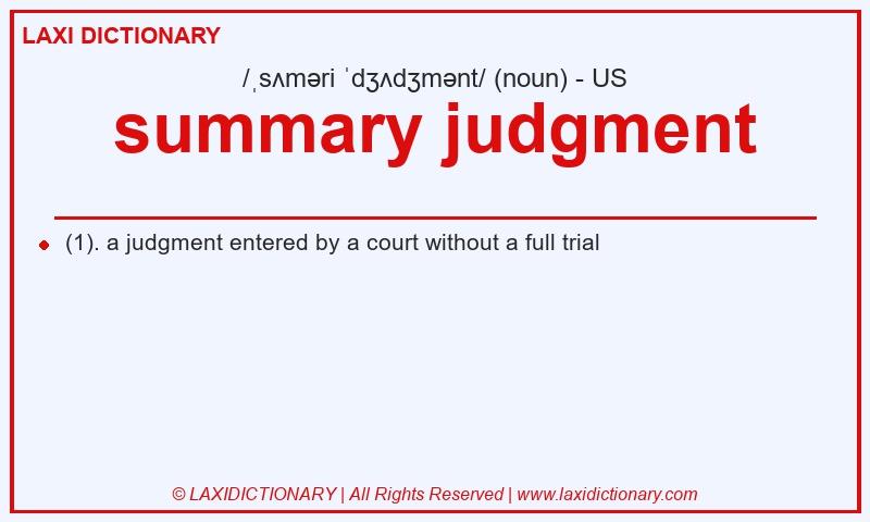 Definition summary judgment in American English