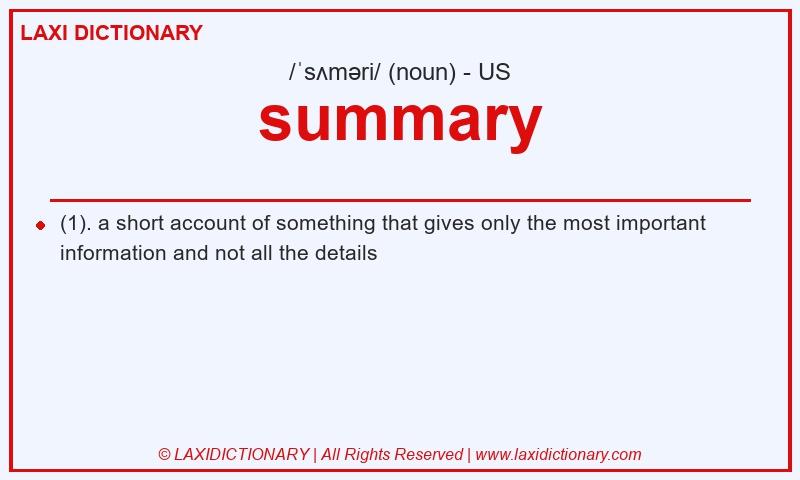 Definition summary in American English