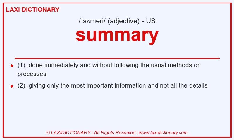 Definition summary in American English