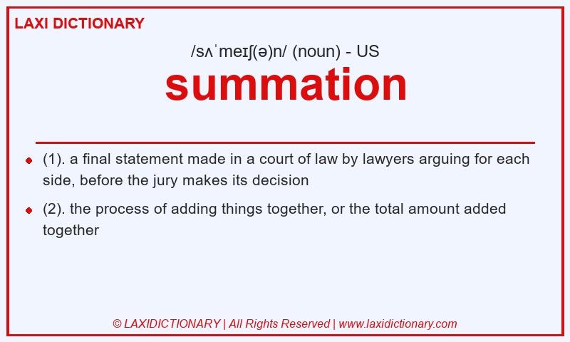 Definition summation in American English