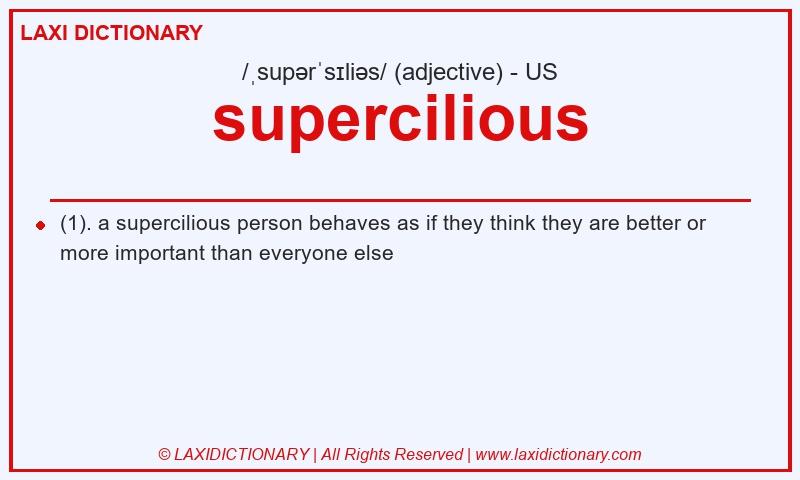 Definition supercilious in American English