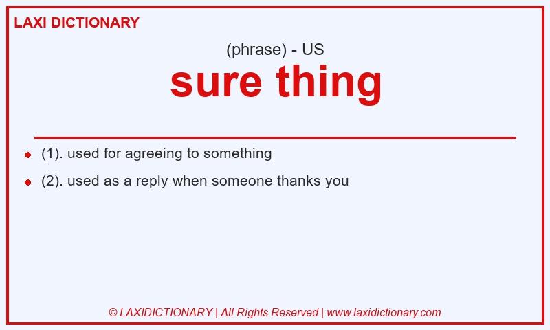 Definition sure thing in American English