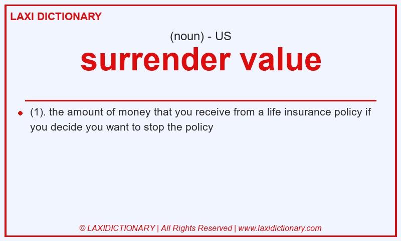 Definition surrender value in American English