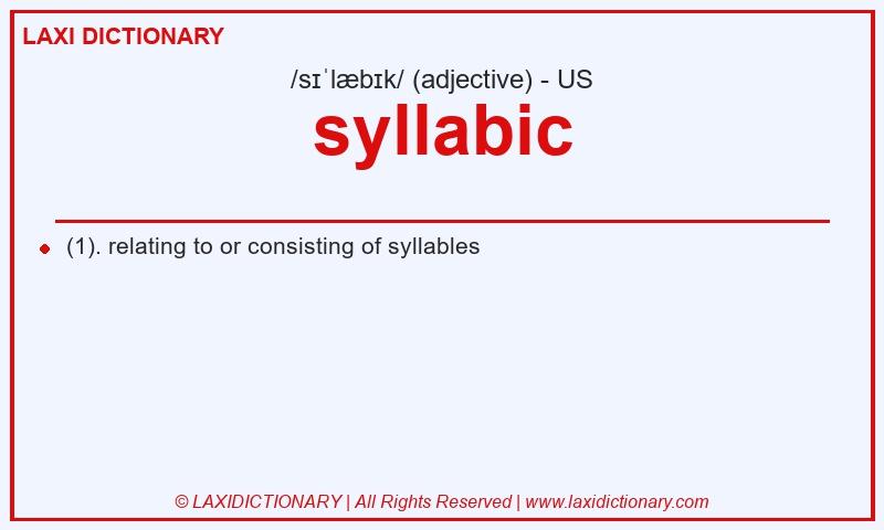 Definition syllabic in American English
