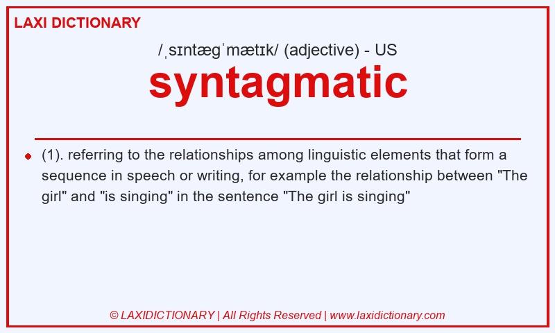 Definition syntagmatic in American English