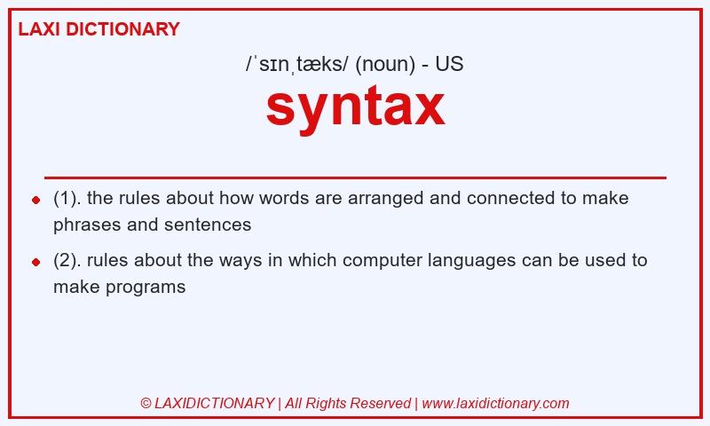 Definition syntax in American English