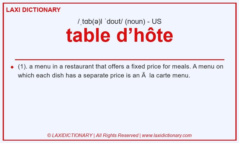 Definition table d’hôte in American English
