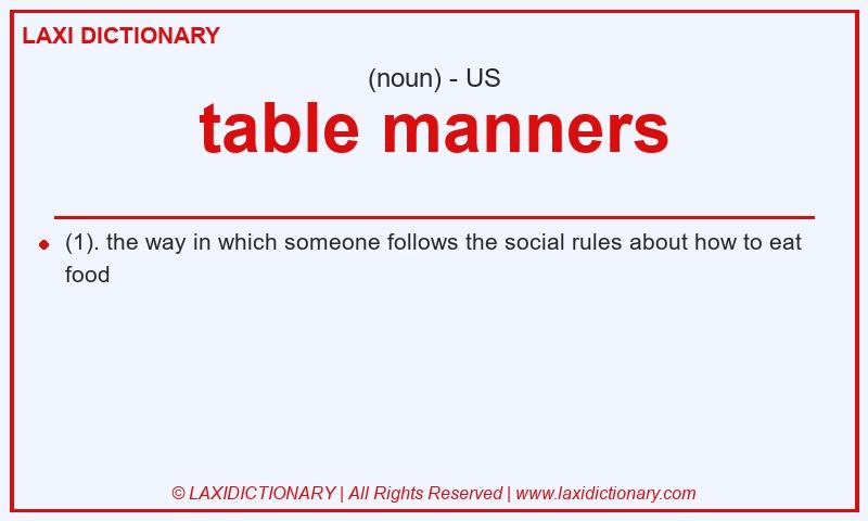 Definition table manners in American English