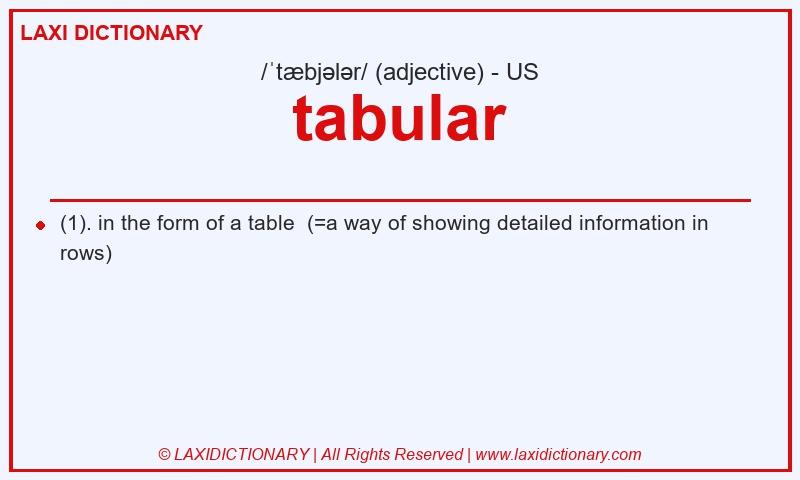 Definition tabular in American English