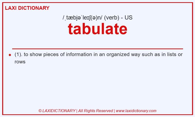 Definition tabulate in American English