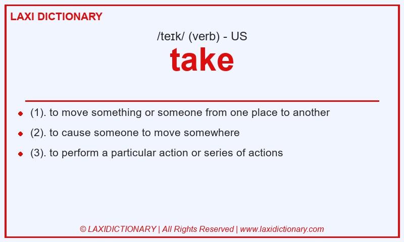 Definition take in American English