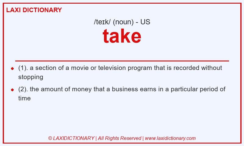 Definition take in American English