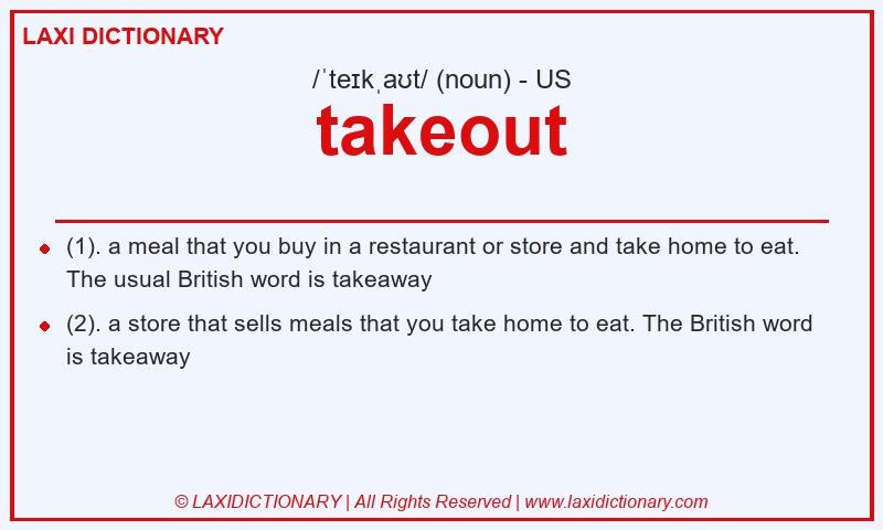 Definition takeout in American English