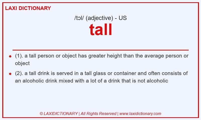 Definition tall in American English