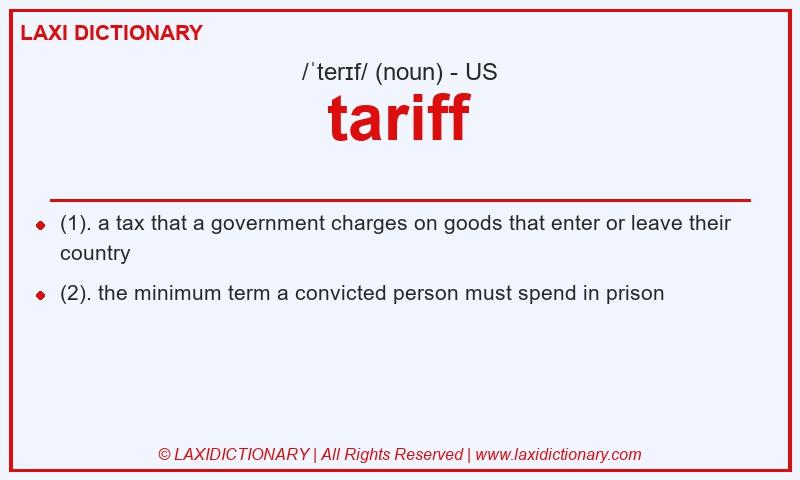 Definition tariff in American English