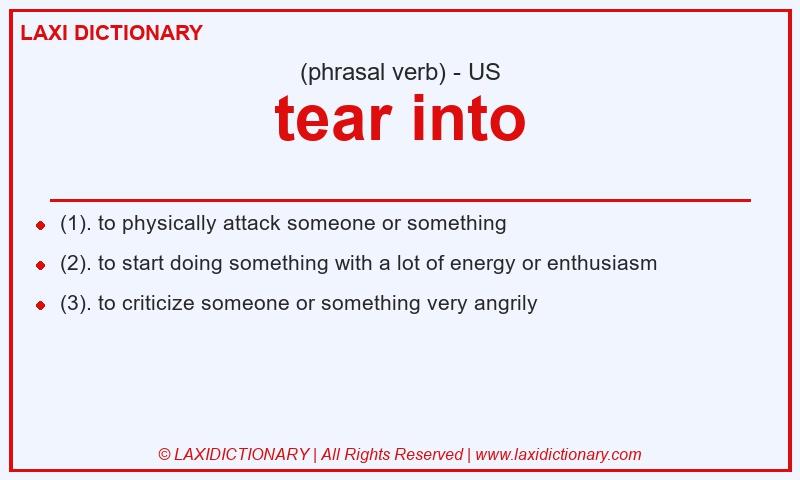 Definition tear into in American English