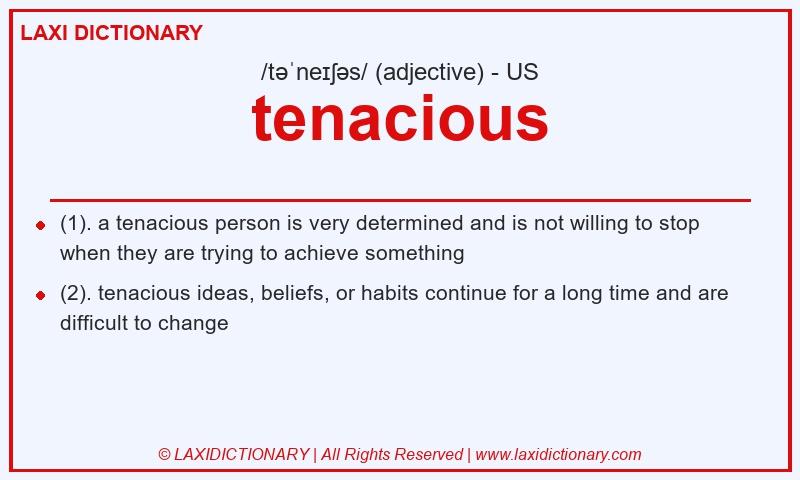 Definition tenacious in American English