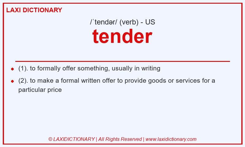 Definition tender in American English