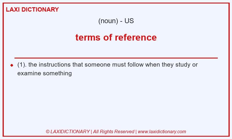 Definition terms of reference in American English