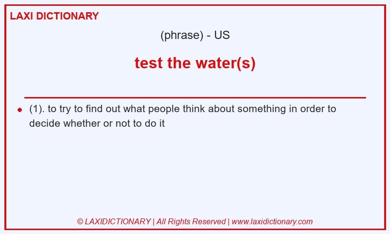 Definition test the water(s) in American English