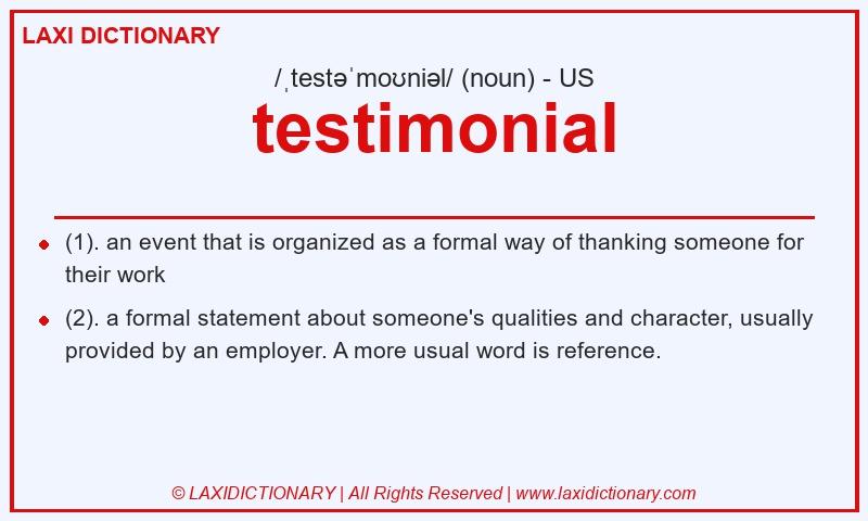 Definition testimonial in American English