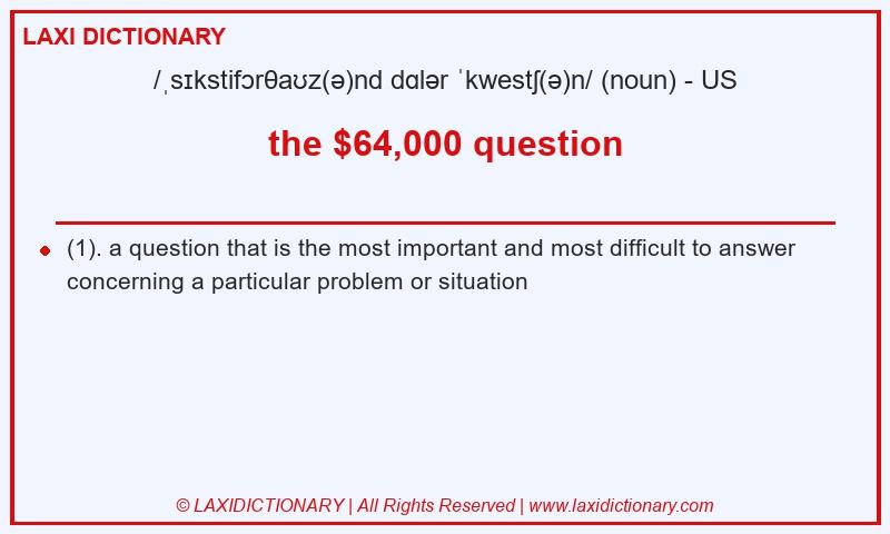 Definition the $64,000 question in American English